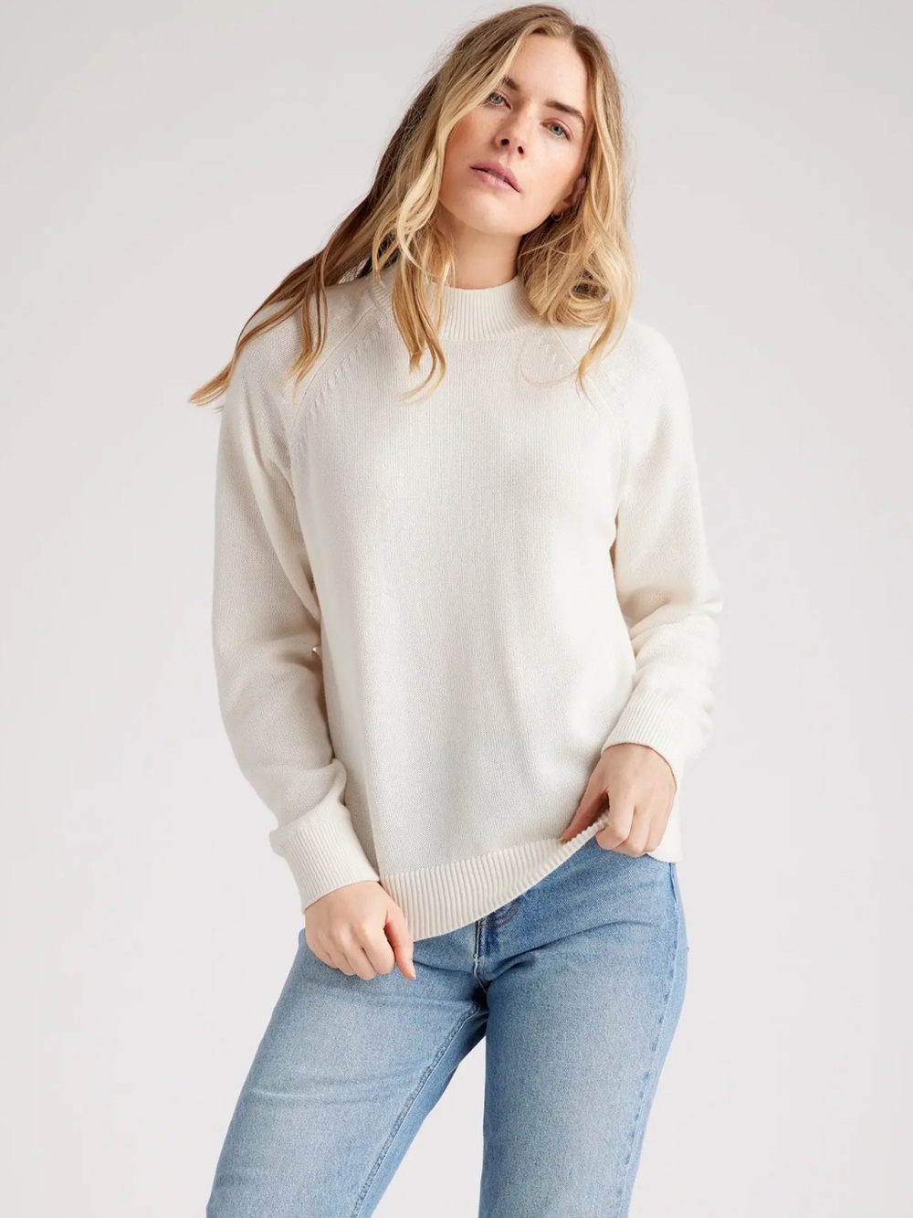 Quince 100% Organic Cotton Mock Neck Sweater